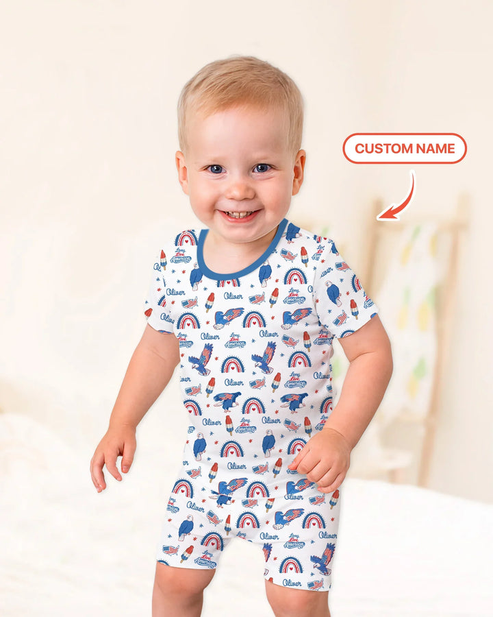 Zweiteiliges Pyjama-Set mit kurzen Ärmeln und Shorts im Sommer-Design