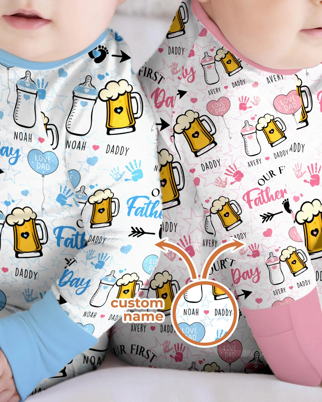 Custom Name First Father's Day Drink Bamboo Convertible Zippy
