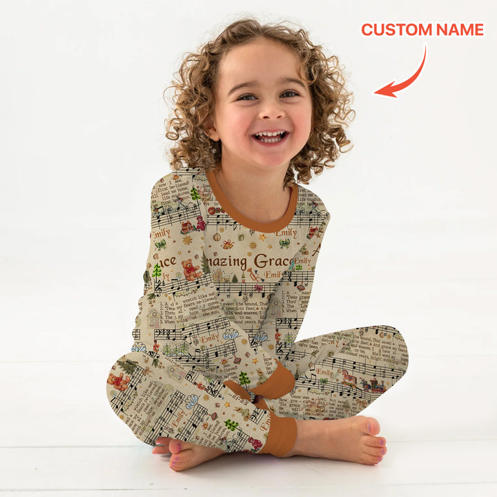 Amazing Grace Custom Name Two Piece Long Sleeve Pajama Set