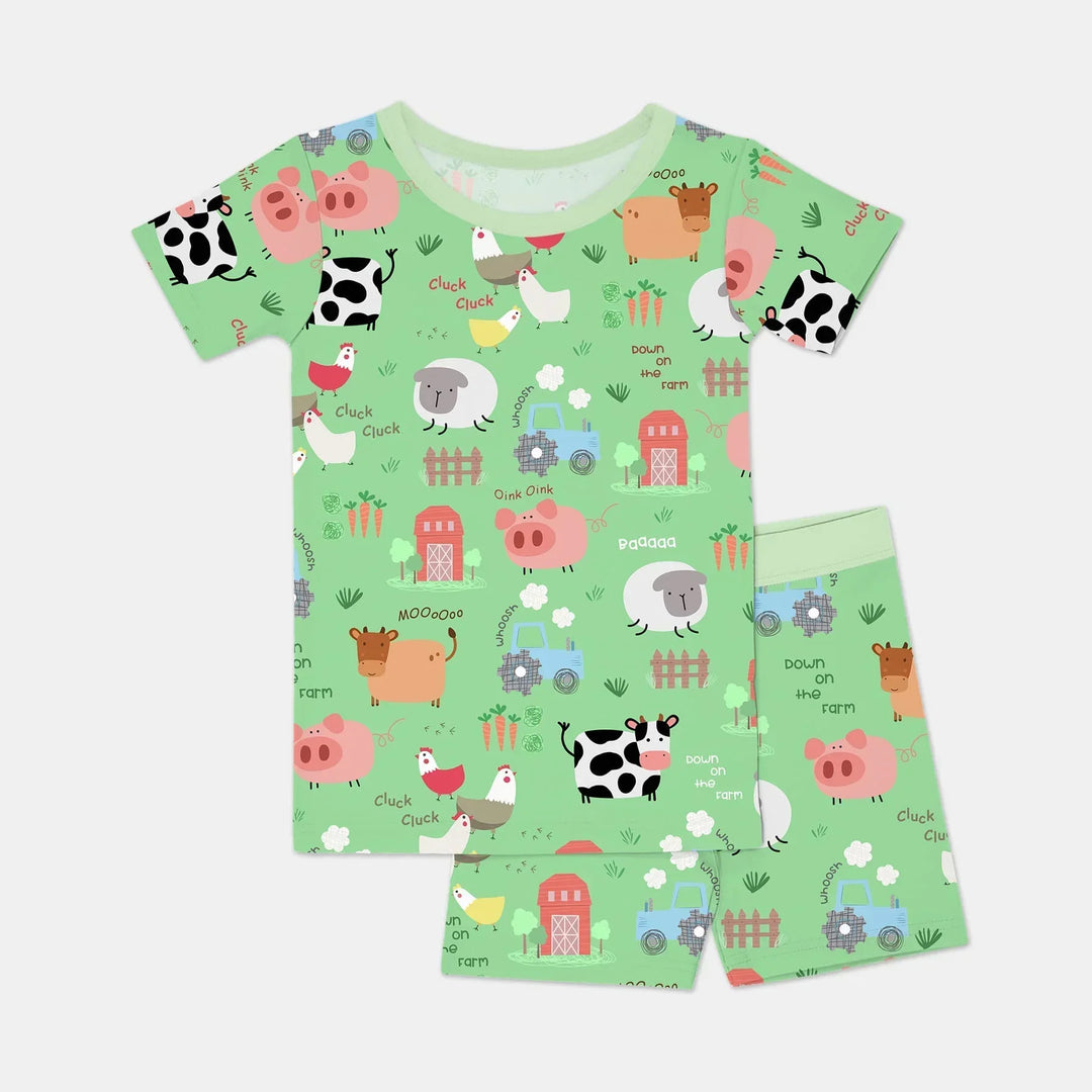 Farm Yard Two Piece Short Sleeve Shorts Pajama Set