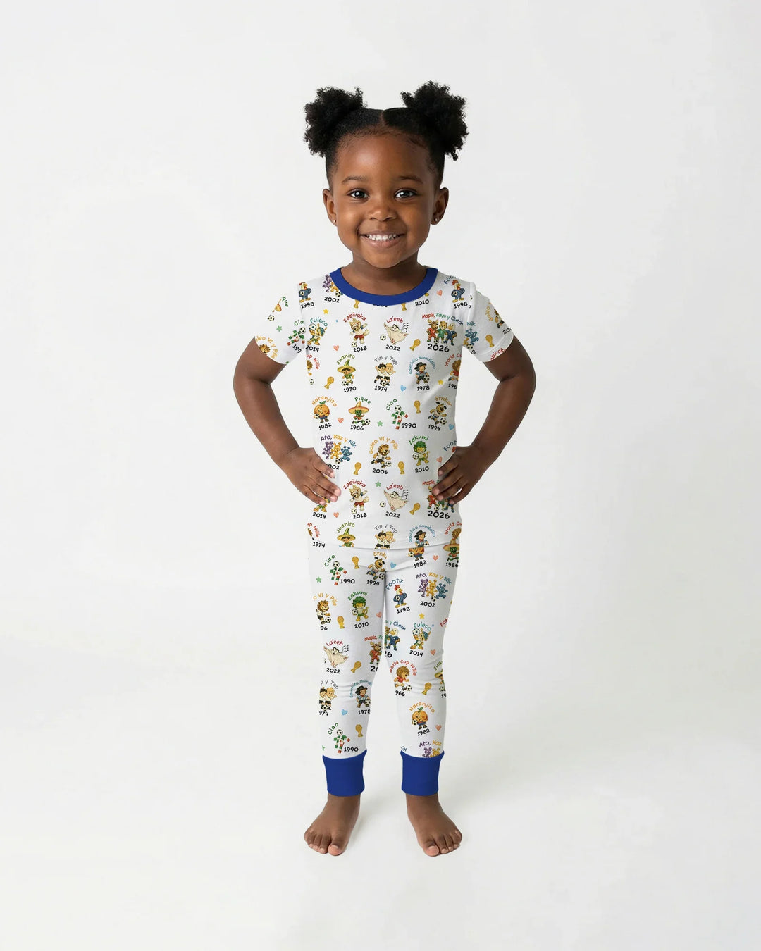 Soccer cup Mascots Bamboo Two Piece Short Sleeve Pajama Set