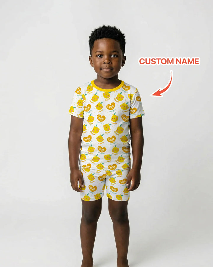 Custom Name Best Mom Ever Belongs to Bamboo Two Piece Short Sleeve Shorts Pajama Set