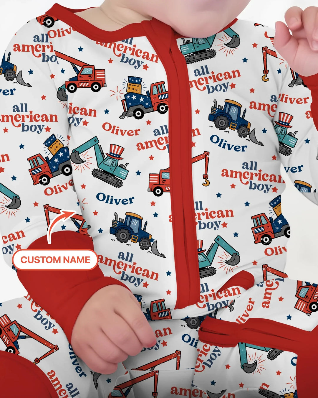 Custom Name All-American Boy Bamboo Convertible Zippy