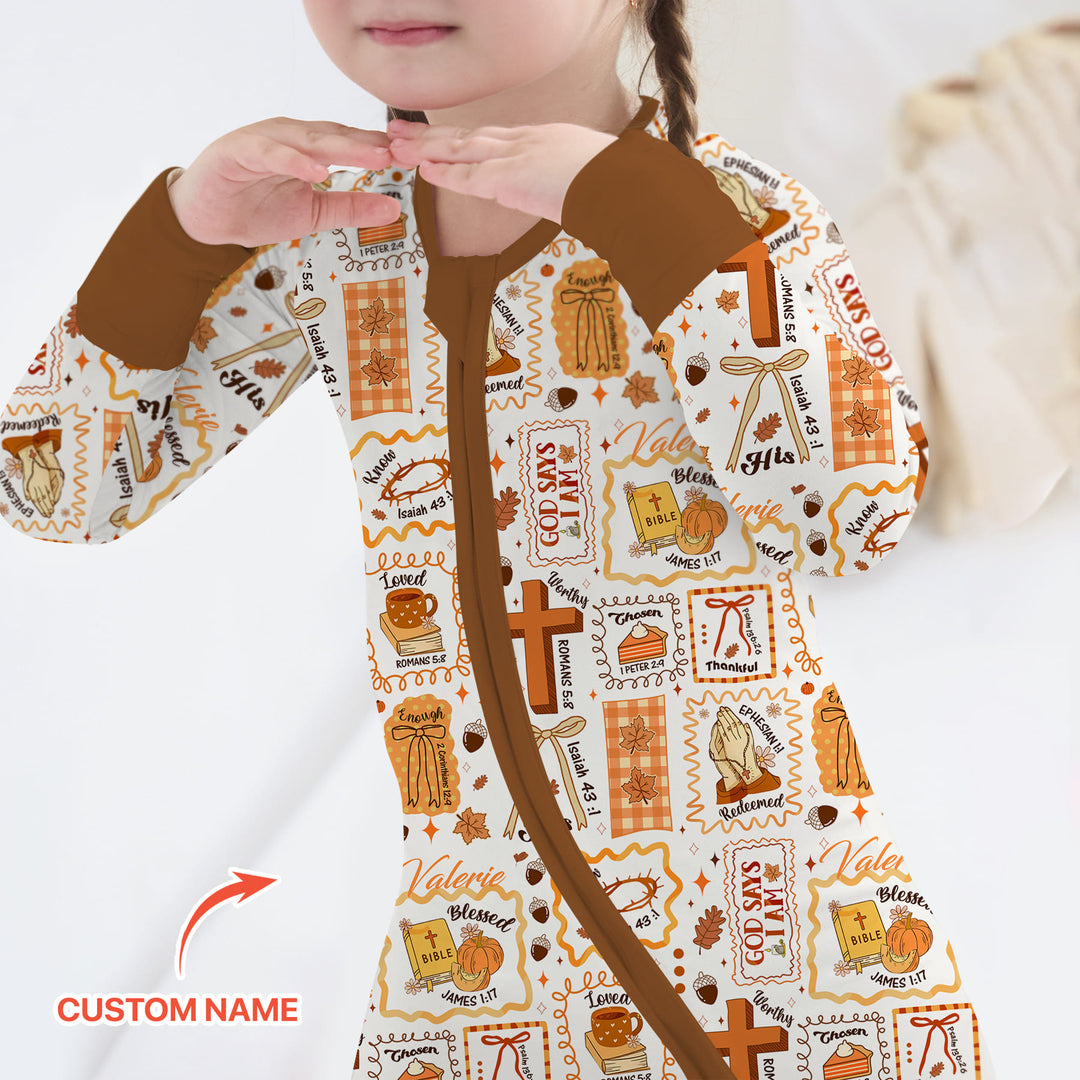 Custom Name I Am Thankful For Jesus Convertible Zippy , Custom Name I Am Thankful For Jesus Convertible Zippy - 0-3M