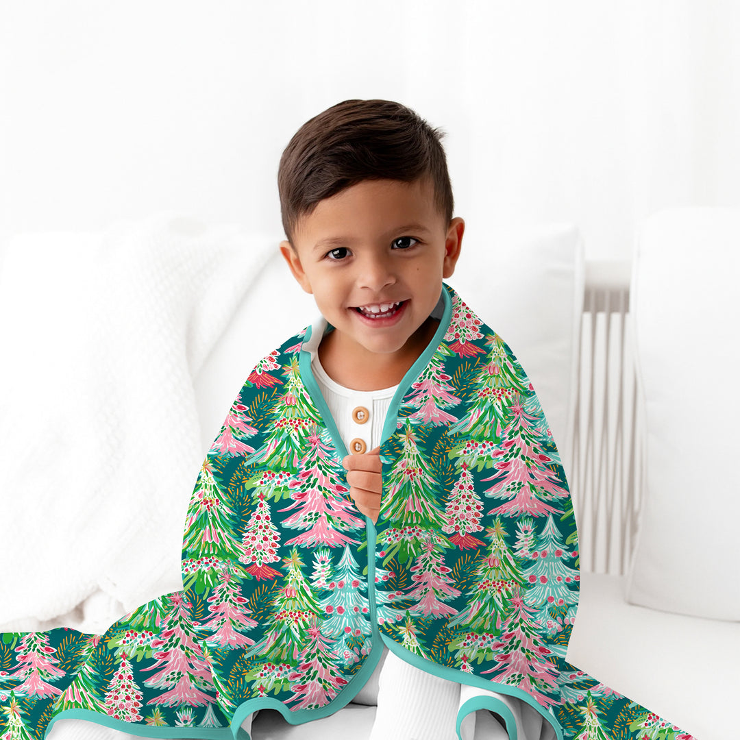 Brushstroke Merry Trees Toddler Blanket
