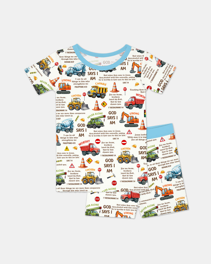 Template Zweiteiliges Pyjama-Set mit kurzen Ärmeln und Shorts