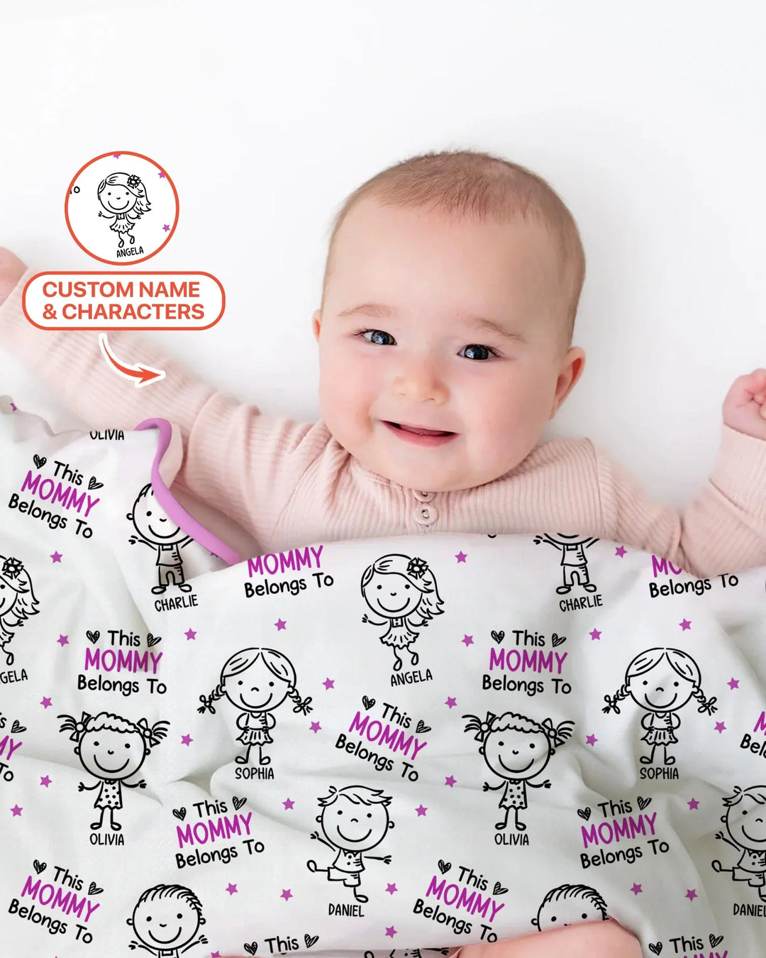 Manta de bambú con garabatos "Esta mamá pertenece a" y nombre personalizado