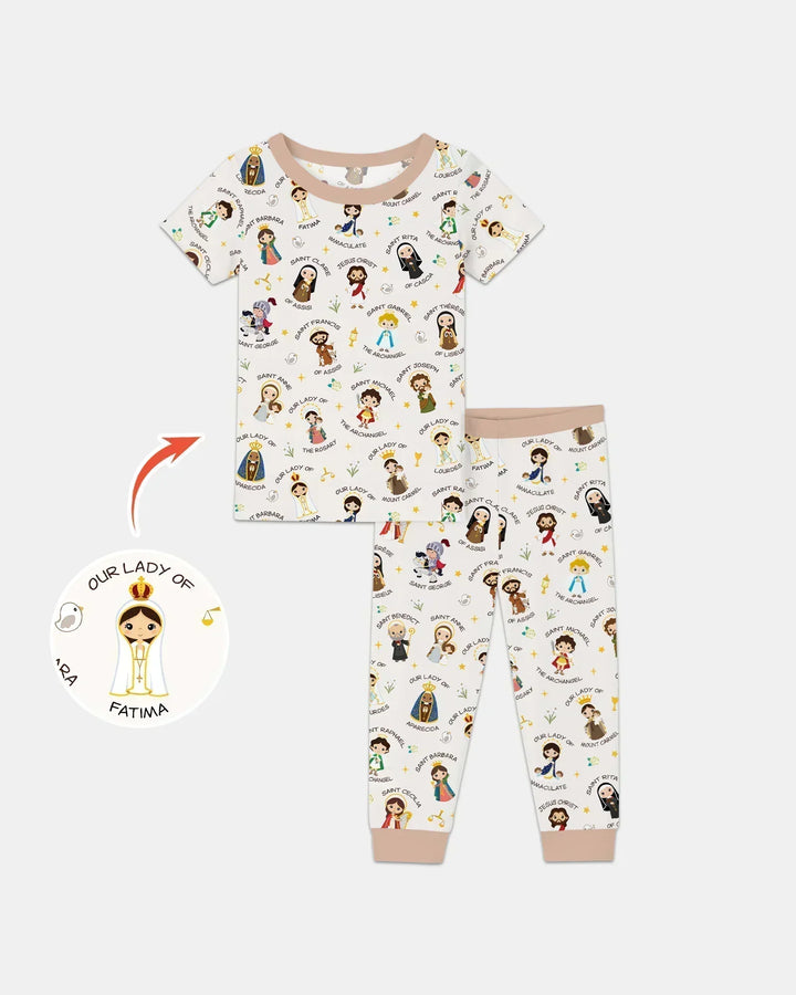 Pray For Us Family Matching Two Piece Short Sleeve Pajama Set