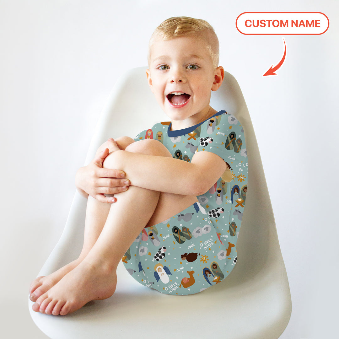 O Holy Night Custom Name Two Piece Short Sleeve Shorts Pajama Set