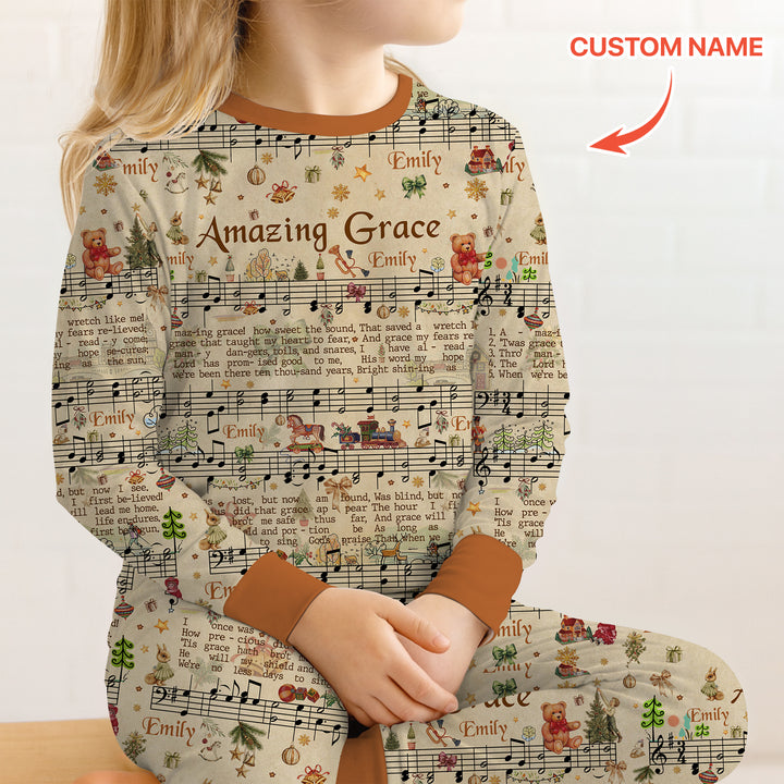 Amazing Grace Custom Name Two Piece Long Sleeve Pajama Set