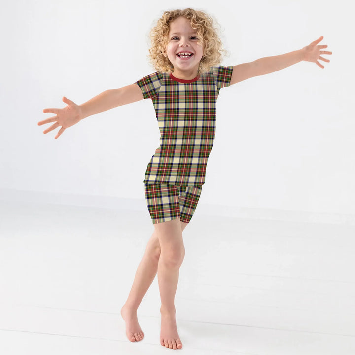 Cozy Evergreen Plaid Two Piece Short Sleeve Shorts Pajama Set