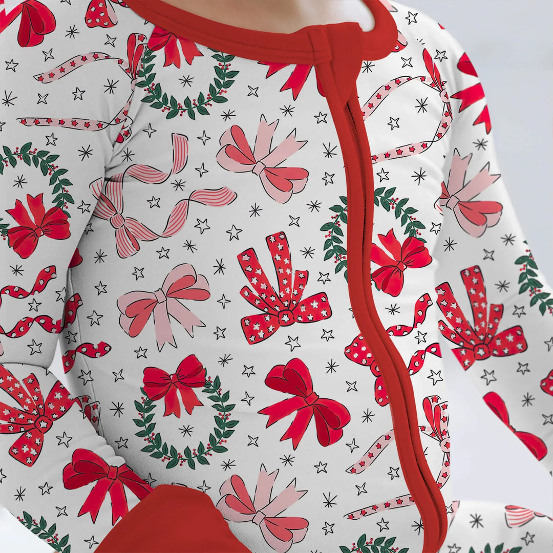 Christmas Bows Convertible Zippered Romper