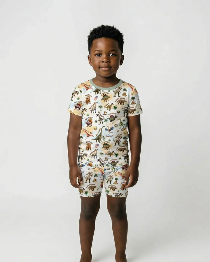 Dino Discovery Bamboo Two Piece Short Sleeve Shorts Pajama Set