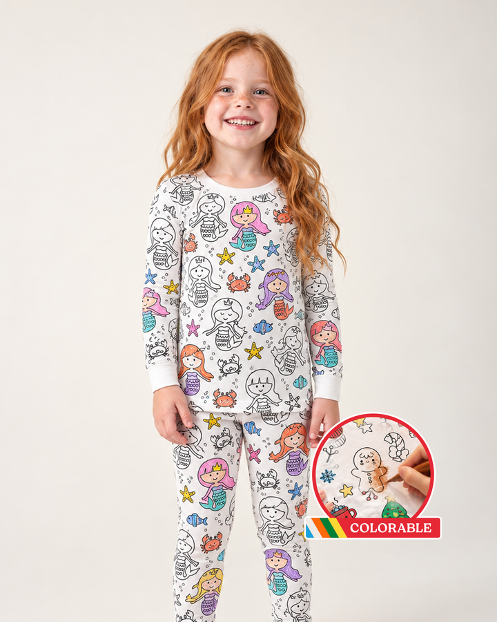 Pijama de dos piezas de bambú para colorear de La Sirenita