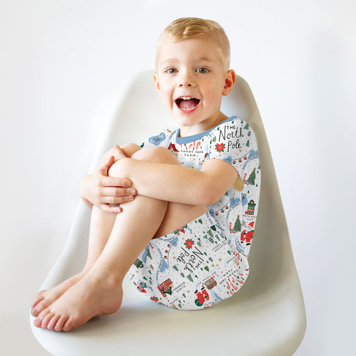 The North Pole Map Two Piece Short Sleeve Shorts Pajama Set , The North Pole Map Two Piece Short Sleeve Shorts Pajama Set - 12-18M