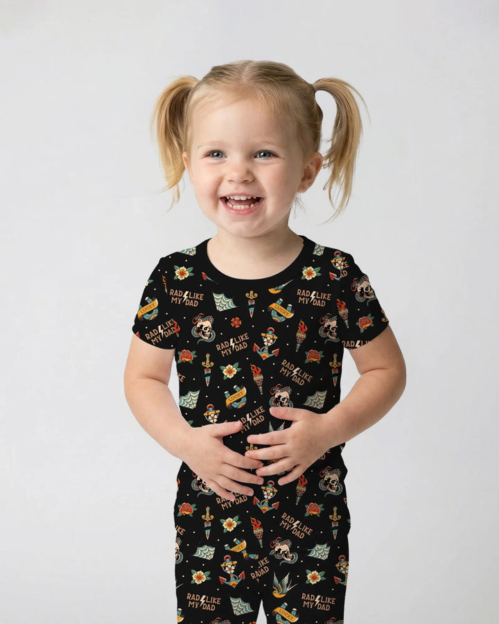 Rad Dad Society Daddy & Me Matching Bamboo Two Piece Short Sleeve Pajama Set