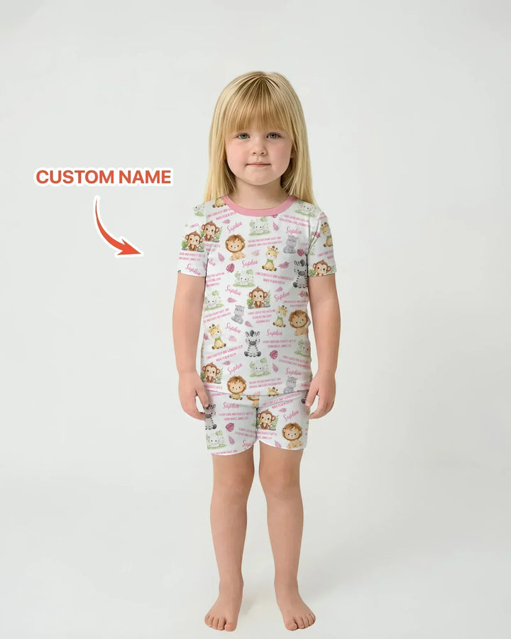 Zweiteiliges Pyjama-Set mit kurzen Ärmeln und Shorts im Sommer-Design