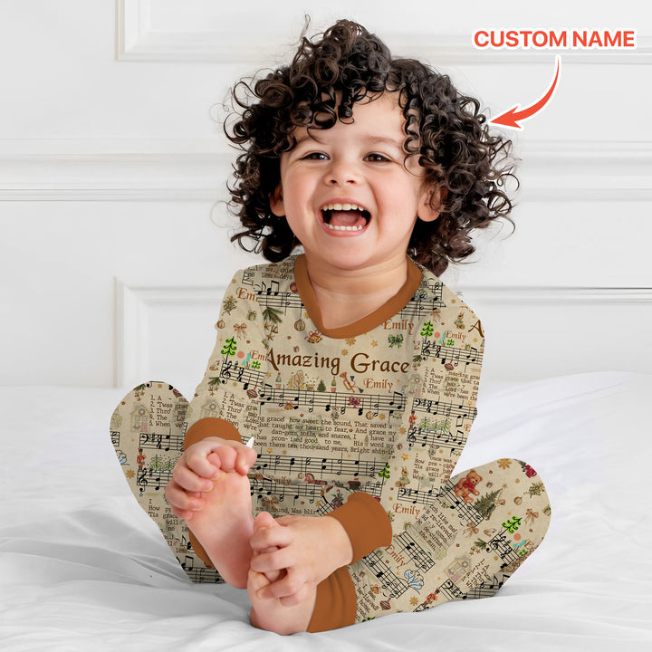 Amazing Grace Custom Name Two Piece Long Sleeve Pajama Set
