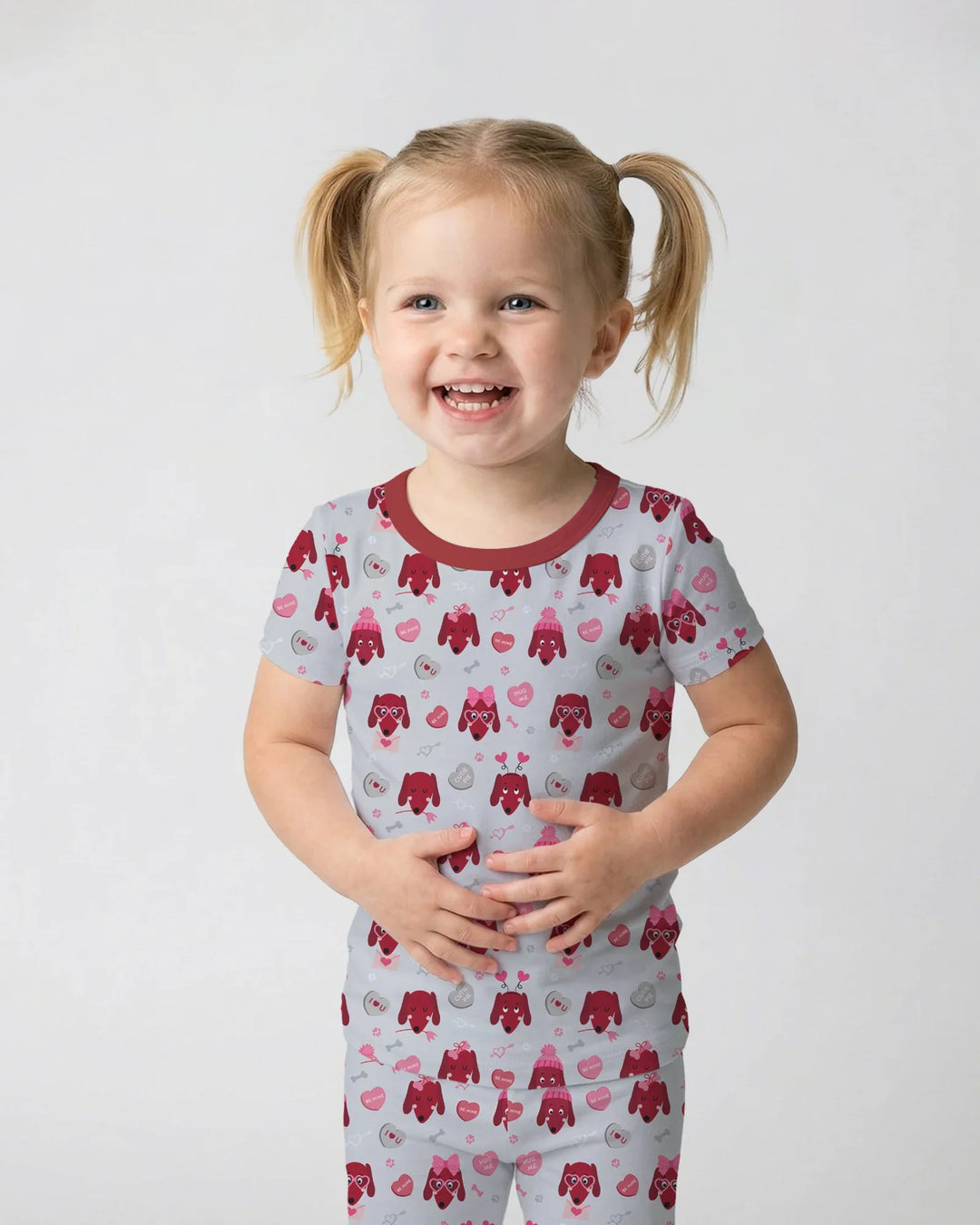 Dachshund Is My Valentine Two Piece Short Sleeve Pajama Set