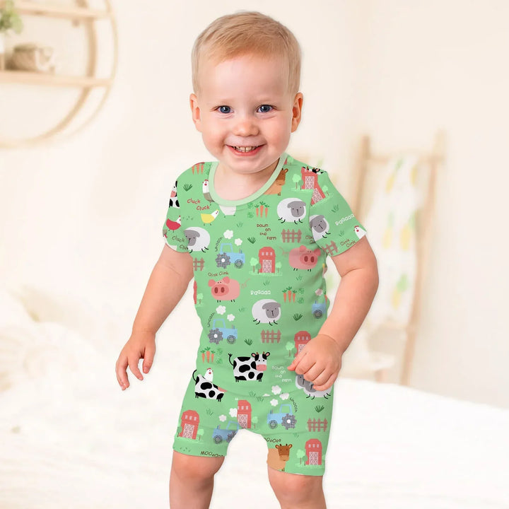 Farm Yard Two Piece Short Sleeve Shorts Pajama Set