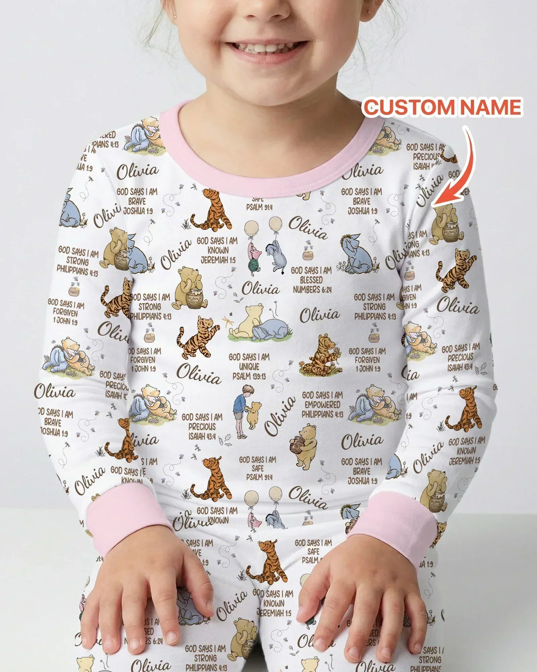 Custom Name God Says I Am Classic Bear Bamboo Two Piece Long Sleeve Pajama Set
