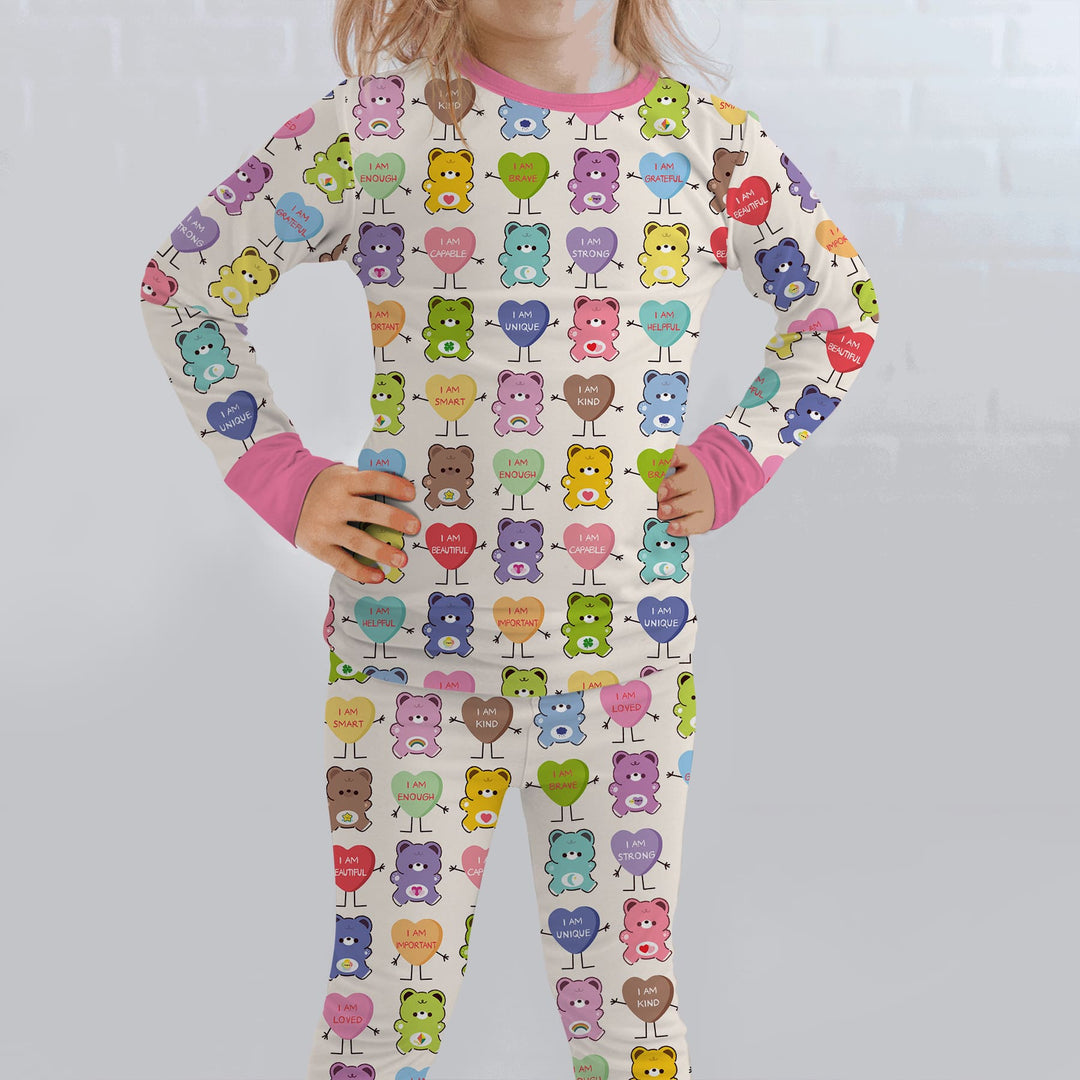 Rainbow Bears Affirmation Two Piece Long Sleeve Pajama Set