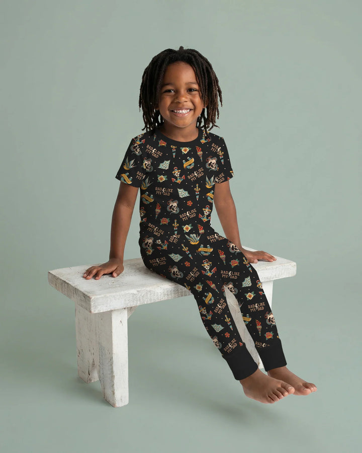 Rad Dad Society Daddy & Me Matching Bamboo Two Piece Short Sleeve Pajama Set