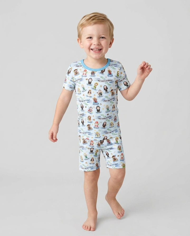 Zweiteiliges Pyjama-Set mit kurzen Ärmeln und Shorts im Sommer-Design