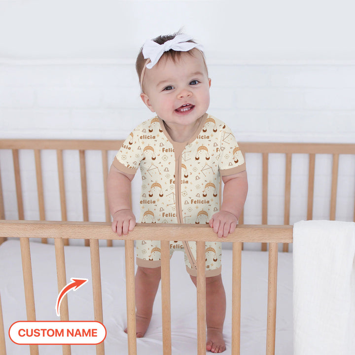 Bohemian Baby Zodiac Signs Custom Name Shorty Zippy