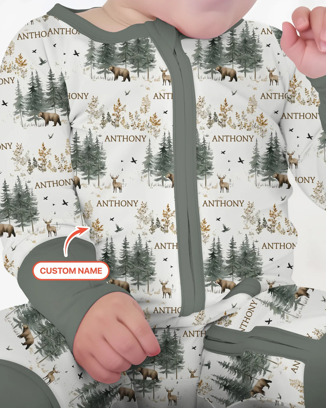Custom Name Forest Bear Deer Bamboo Convertible Zippy