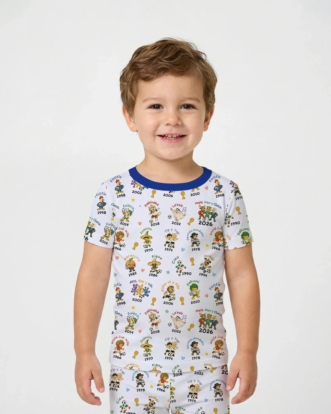 Soccer cup Mascots Bamboo Two Piece Short Sleeve Pajama Set