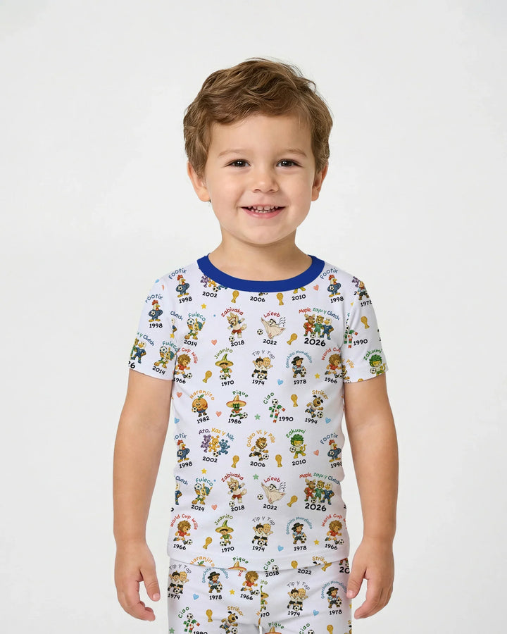 Soccer cup Mascots Bamboo Two Piece Short Sleeve Pajama Set
