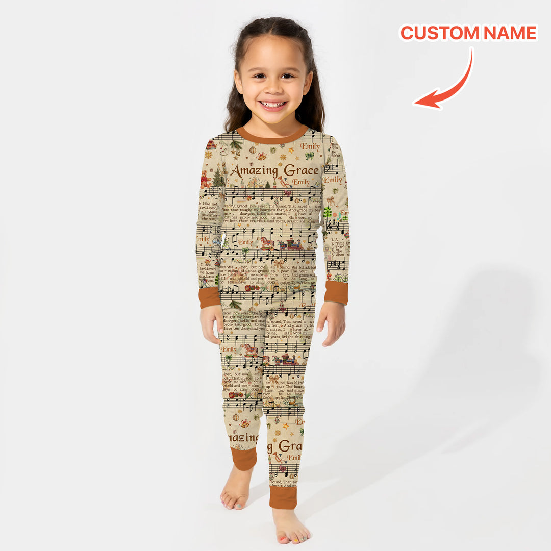 Amazing Grace Custom Name Two Piece Long Sleeve Pajama Set