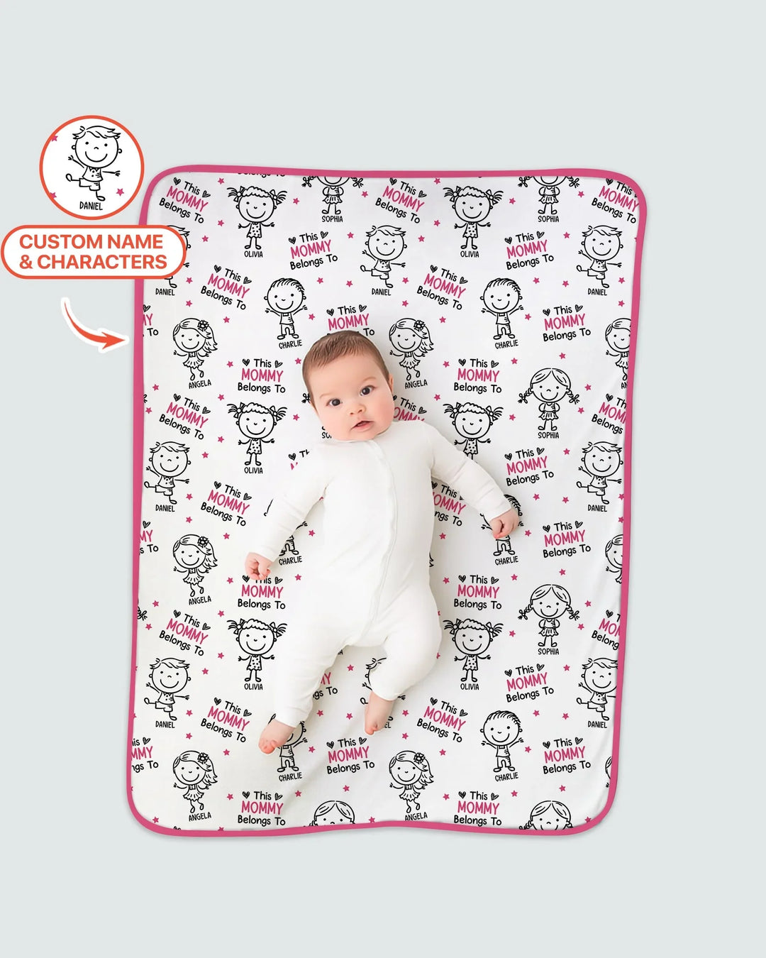 Manta de bambú con garabatos "Esta mamá pertenece a" y nombre personalizado