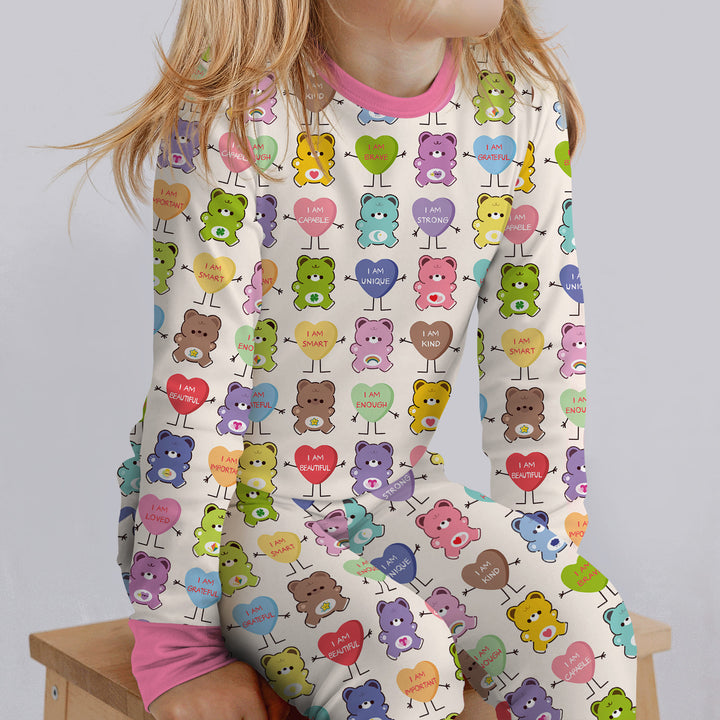 Rainbow Bears Affirmation Two Piece Long Sleeve Pajama Set
