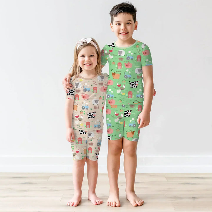Farm Yard Two Piece Short Sleeve Shorts Pajama Set