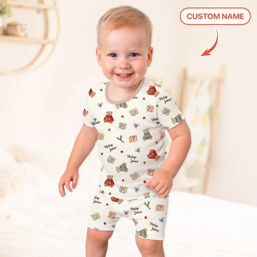 Zweiteiliges Pyjama-Set mit kurzen Ärmeln und Shorts im Sommer-Design