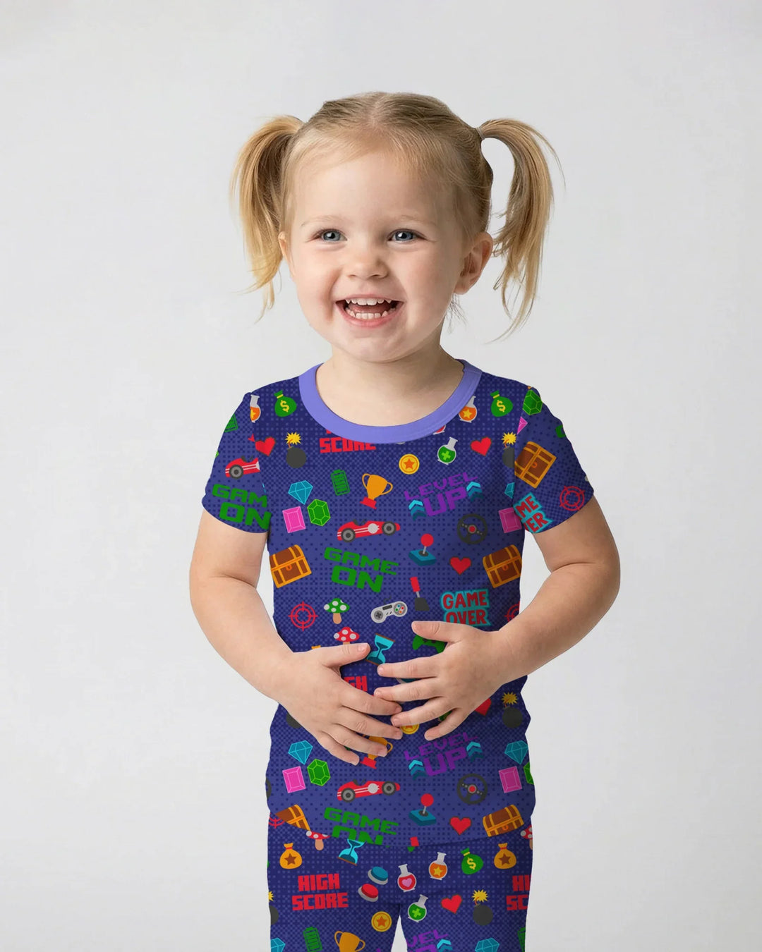 Gamer Mode On Family Matching Bamboo Two Piece Short Sleeve Pajama Set