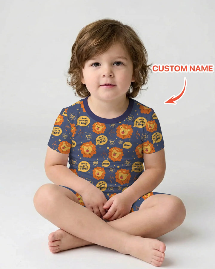 I Am A Son Of The King Custom Name Two Piece Short Sleeve Shorts Pajama Set