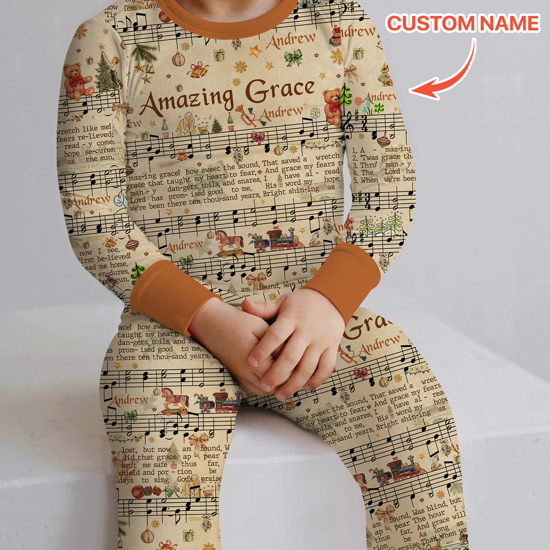 Amazing Grace Custom Name Two Piece Long Sleeve Pajama Set