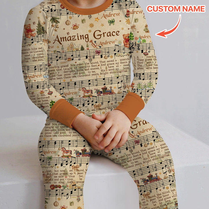 Amazing Grace Custom Name Two Piece Long Sleeve Pajama Set