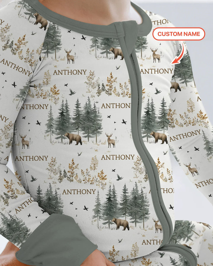 Custom Name Forest Bear Deer Bamboo Convertible Zippy