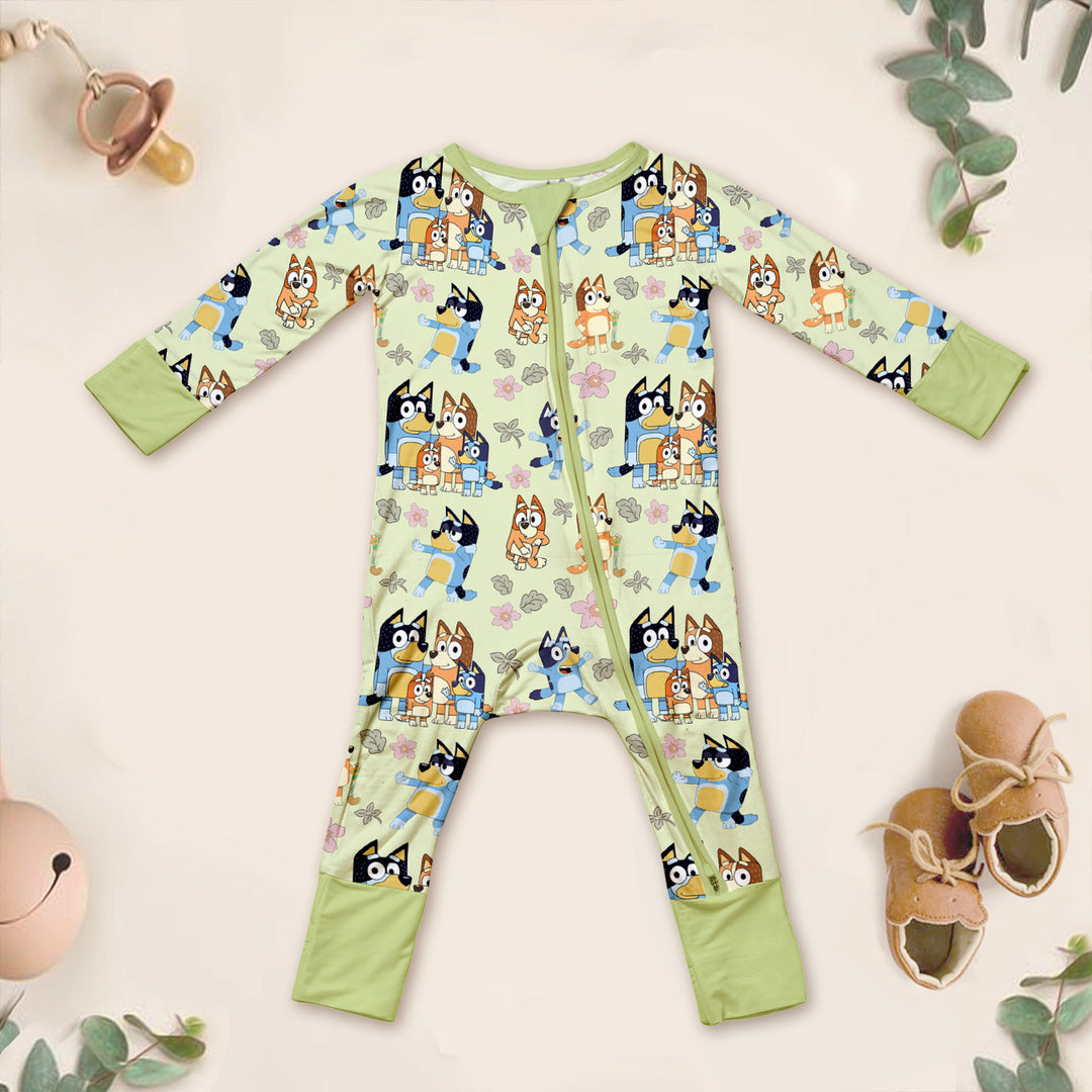 Bamboo Blue Dog Family Outfit for Baby – Soft and Playful