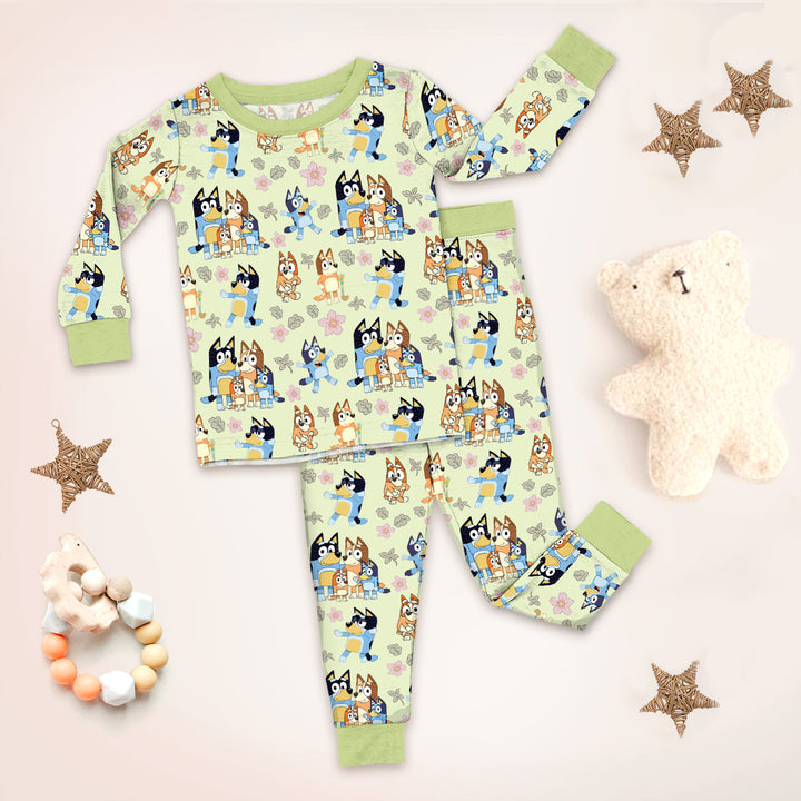 Bamboo Blue Dog Family Outfit for Baby – Soft and Playful