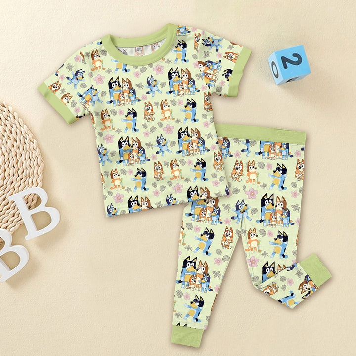 Bamboo Blue Dog Family Outfit for Baby – Soft and Playful