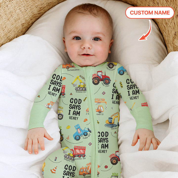 Custom Name God Says I Am Boy Two Piece Long Sleeve Pajama Set