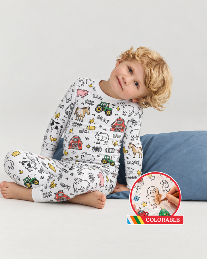Barnyard Bash Colorable Bamboo Two Piece Pajama Set