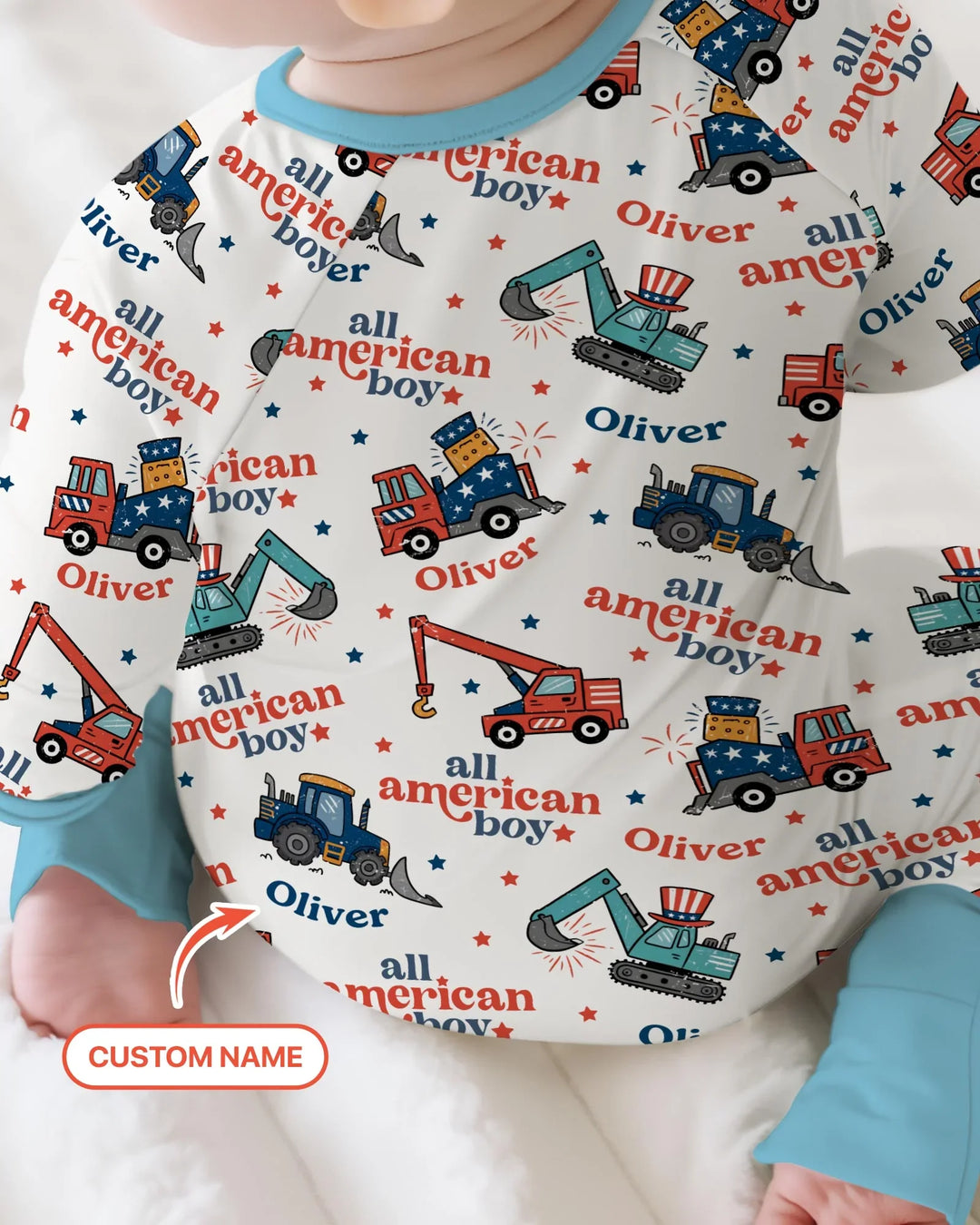 Custom Name All-American Boy Bamboo Convertible Zippy