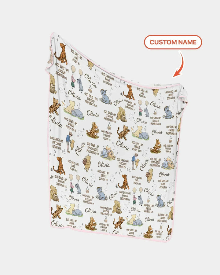Custom Name God Says I Am Classic Bear Bamboo Blanket