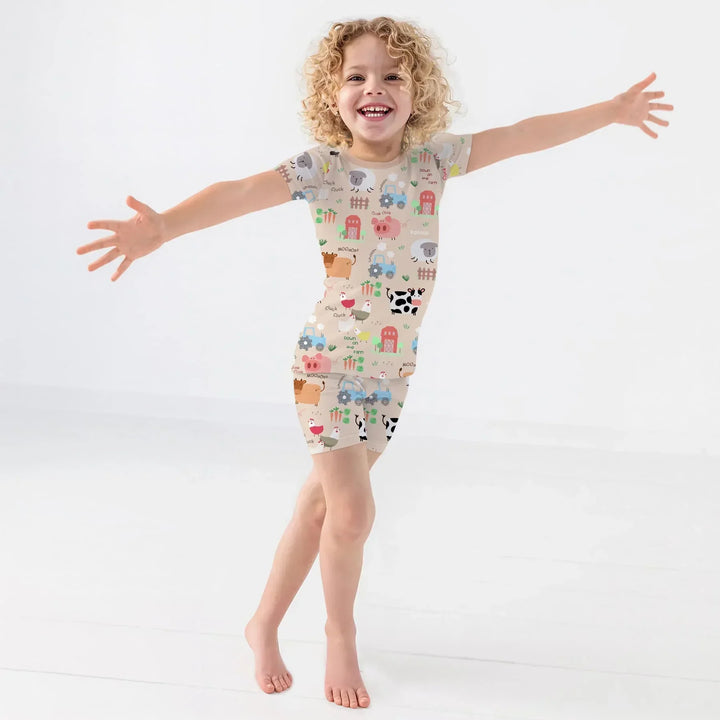 Farm Yard Two Piece Short Sleeve Shorts Pajama Set